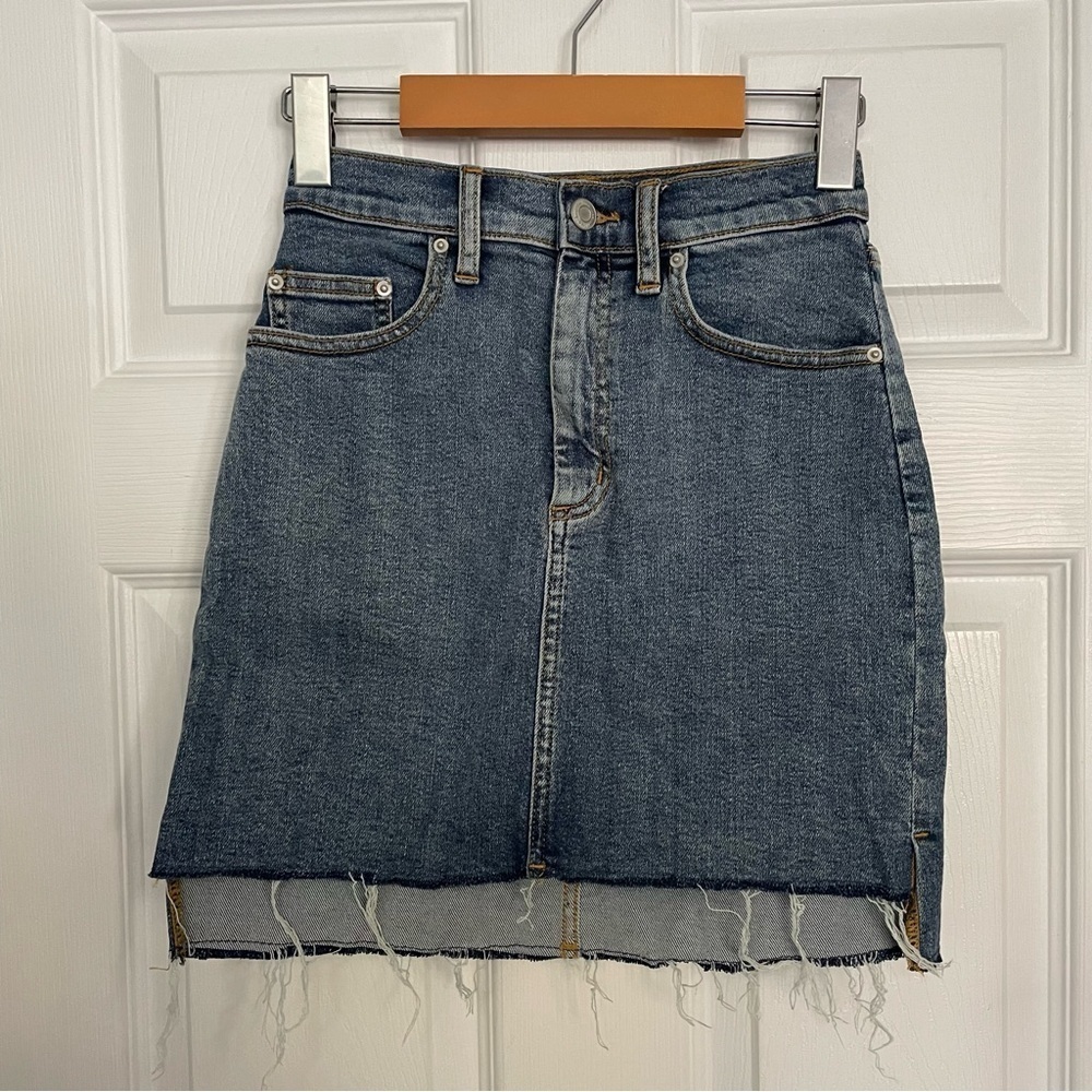 Aritzia Wilfred Free Cotton Denim Blue Jean Mini Skirt 0